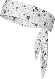 Hand Drawn Flower Sports Strap Double-Sided Headscarf Men's Bow Tie Sports Headscarf Running Yoga Exercise Headband