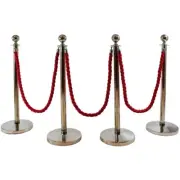 Silver Queue Barriers + 1.5M Twisted Ropes Crowd Control Bollards Stands
