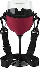 KLOUD City Assorted Colors Wine Glass Insulator / Drink Holder / Neoprene Sleeve with Adjustable Neck Strap For Wine Walk (wine red)