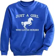 [Tstars] A Girl Who Love Horses Horse Lover Gift Youth Kids Sweatshirt X-Large Blue