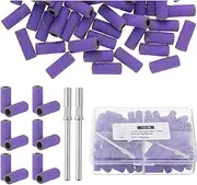 GIONAR 100 Pcs 3mm Sanding Bands for Nail Drill with 2Pcs Mandrel - 180 Fine Grit Electric Nail File Bits, Professional Manicure & Pedicure Drill Bits Sanding Bands for Nail Tech