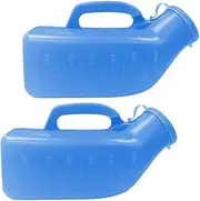 Male Urinal Spill-Proof Urine Collection Container for Adults/Large Plastic Pee Holder for Hospital,Incontinence,Elderly,Travel,Driving,Camping (Blue)2 Packs-1200ml