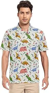 [ZZXXB] Dinosaur with Xmas Hat Men's Polo Shirts Short Sleeve Quick Dry Athletic Outdoor Sports Golf Shirts S-XXL