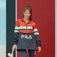 在飛比找Yahoo!奇摩拍賣優惠-Luxury】FILA 新款 防風外套 假外套式帽T 紅藍配