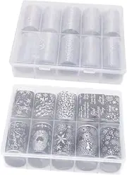 Healeved 2 Boxes Christmas Nail Decals Sky Nail Transfer for Manicure Designs at Home