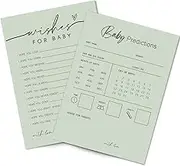 Whaline 50 Sheets Sage Green Baby Shower Predictions & Advice Cards Party Game Activity Cards New Parent Message Advice Book for Gender Reveal Wishes for Baby, Advice for New Parents to Be