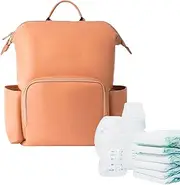 Walopola Leather Baby Backpack Diaper Bag | Baby Bag - Water-resistant Travel Toddler Diaper Backpack Fashion PU Leather Mommy Daypack for Unisex