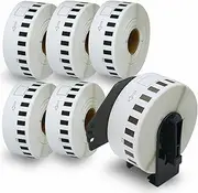 BETCKEY - Continuous Labels Replacement for Brother DK-22214 (12mm x 30.48m), Compatible with Brother QL Label Printers [6 Rolls + 1 Reusable Cartridge]