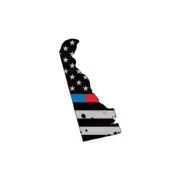 Distressed Thin Blue Red Line Delaware State Shaped Subdued US Flag Sticker