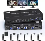 8K@60Hz DisplayPort KVM Switch 3 Monitors 4 Computers 4K@144Hz, DP 1.4 KVM Switc