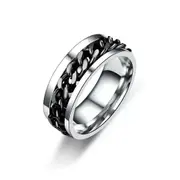 Titanium Stainless Steel 8mm Spinner Ring Curb Chain Men Women Band Size 6-15