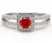 2CT Fire Garnet & Topaz 925 Solid Sterling Silver Ring Jewelry Sz 9 IB2-6
