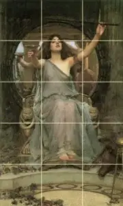 Tile Mural Circe offering Cup to Ulysses Kitchen Wall Backsplash Marble Ceramic