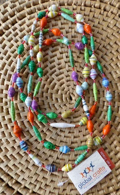 African Jewelry Paper Beads Glossy Necklace Kenya Fair Trade New Colors DDD