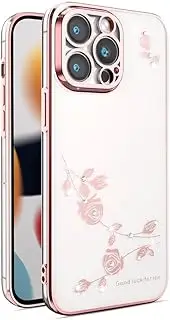 [BORYA] Case for Oppo Reno 8 Lite 5G (Oppo Reno8 Lite), Shockproof Ultra Thin Transparent Soft TPU Silicone Mobile Phone Case, Elegant Electroplated Glitter Diamond Flower Pattern Protective Case, Pink