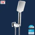 Chrome Square Hand Held Shower Head 3-Spray Swivel Holder Hose Bracket WELS