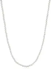[Gem Stone King] 925 Sterling Silver Round 3.5MM White Shell Pearl Strand Necklace with Spring Ring Clasp For Women with 18 Inches Length (16 + 2 Inch), Sterling Silver, Pearl