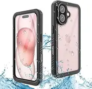 Jarttarn IP68 Waterproof Case for iPhone 16 (2024),Clear All-inchusive Anti-Fall Phone Case,Sealed Anti-Yellowing Protective Cover Suitable for Swimming & Diving