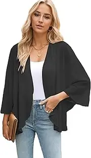 Famulily Chiffon Kimono Cardigans for Women UK, Loose Open Front Kimono Cover ups for Ladies Summer Dressy Top