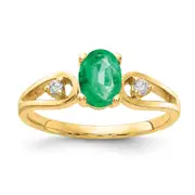 14K Yellow Gold 7x5mm Oval Emerald A Real Diamond ring