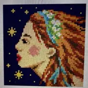 Printed needlepoint tapestry canvas only 6x6 Inches Stars Orchidea