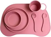 Fun Fuel Baby Feeding Set - Baby Feeding Set & Toddler Supplies Spoon self Silicone Plate Bowl led weaning Plates Suction Cup Grip Dish and Bowls Food Tiny Utensils Cutlery