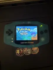 Clear Blue Glow in the Dark Game Boy Advance GBA Console with iPS V5 LCD MOD