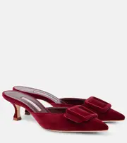 [Manolo Blahnik] Manolo Blahnik Maysale 50 velvet mules AU 5 red