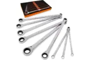 HORUSDY 9Pc Extra Long Ratchet Spanner Set Double Ring Wrench Spanners 8-22MM