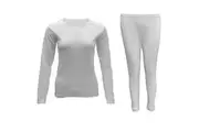 Mens Womens 2PCS SET Merino Wool Top Pants Thermal Leggings Long Johns Underwear - Women's Set - Beige