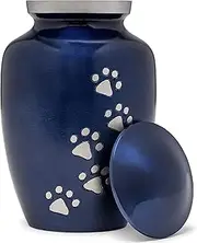 Large Pet Urns for Dogs with Secure Seal, Velvet Bag & Anti-Slip Felt Bottom, Animal Urn for Dog Ashes, Cat Ashes & Any Pet Up to 122 lbs (Blue, Large)