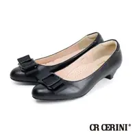在飛比找momo購物網優惠-【CR CERINI】緞帶長框配飾淑女低跟鞋 黑色(CR20