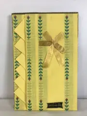 New In Box Vintage MCM TWENT-E-LITE Yellow Embroidered Napkin and Tablecloth Set