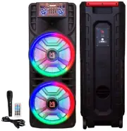 MR DJ NEWYORK+ 12" X 2 Rechargeable Portable Bluetooth Karaoke Speaker Party