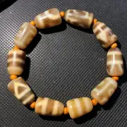 Energy Tibetan Old Agate variety patterns Unique Shape Totem dZi Bead Bracelet