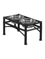 [PaWz] Dual Elevated Pet Bowl Feeder Stand in Silver