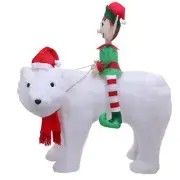 Elf Riding Polar Bear Duo Outdoor Lighted Christmas Yard Decor