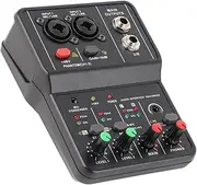 YUEHISY 2 Channels Audio Mixer, USB Compact Sound Mixing Console, Audio Mixer Sound Board Console System, 48V Phantom Power, for Music Recording DJ Studio