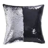 在飛比找PChome24h購物優惠-魔術DIY雙色亮片方型抱枕.靠枕 (黑銀色)