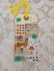 Whimsical whimsy mixed media junk art journal ephemera tag collage Bookmark