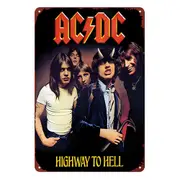 3x Ac Dc Music Band Highway To Hell Tin Sign Metal Rustic