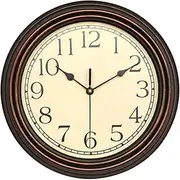 Retro 12-inch Garden Wall Clock, Outdoor Waterproof Classic Retro Digital Quartz Clock Battery-Powered, Home Wall Decoration Mute No Ticking