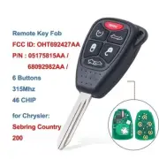 Remote Car Key Fob 6 Button 315Mhz For Chrysler Sebring Country OHT692427AA