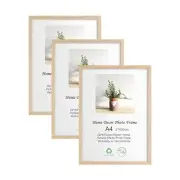 A4 Picture Frame 3 Pack 8.3x11.7 Wooden Photo Poster A4-3PK OAK Wood