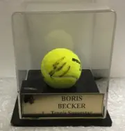 BORIS BECKER SIGNED TENNIS BALL IN DISPLAY CASE