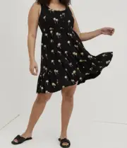 Torrid Super Soft Black Gold Foil Palm Tree Print Dress With Pockets Plus 4X
