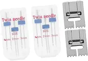 Gogogmee Sewing Machine Accessories Twin Needles Tack Foot Set 9 Groove for Knitted Denim Easy to Thread Sturdy Construction