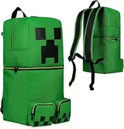 [Minecraft] Children's Backpacks for Boys Creeper Green Rucksack 50 x 21cm Zipped Pockets Adjustable Straps Kids Backpack Travel Sports Gamer Gifts for Boys, Green, One Size
