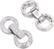Adabele 2pcs Authentic 925 Sterling Silver Enhancer Clasp Cubic Zirconia CZ Diamond Connector for Pearl Gemstone Bead Jewelry Making SS378-3