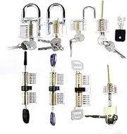 DBH Transparent Training Lock Locksmith Practice Locks ,Padlock,Blade Lock,AB Lock,Tubular Lock,Dimple Lock for Beginner Practice and Professional Locksmith (9pcs Locks)